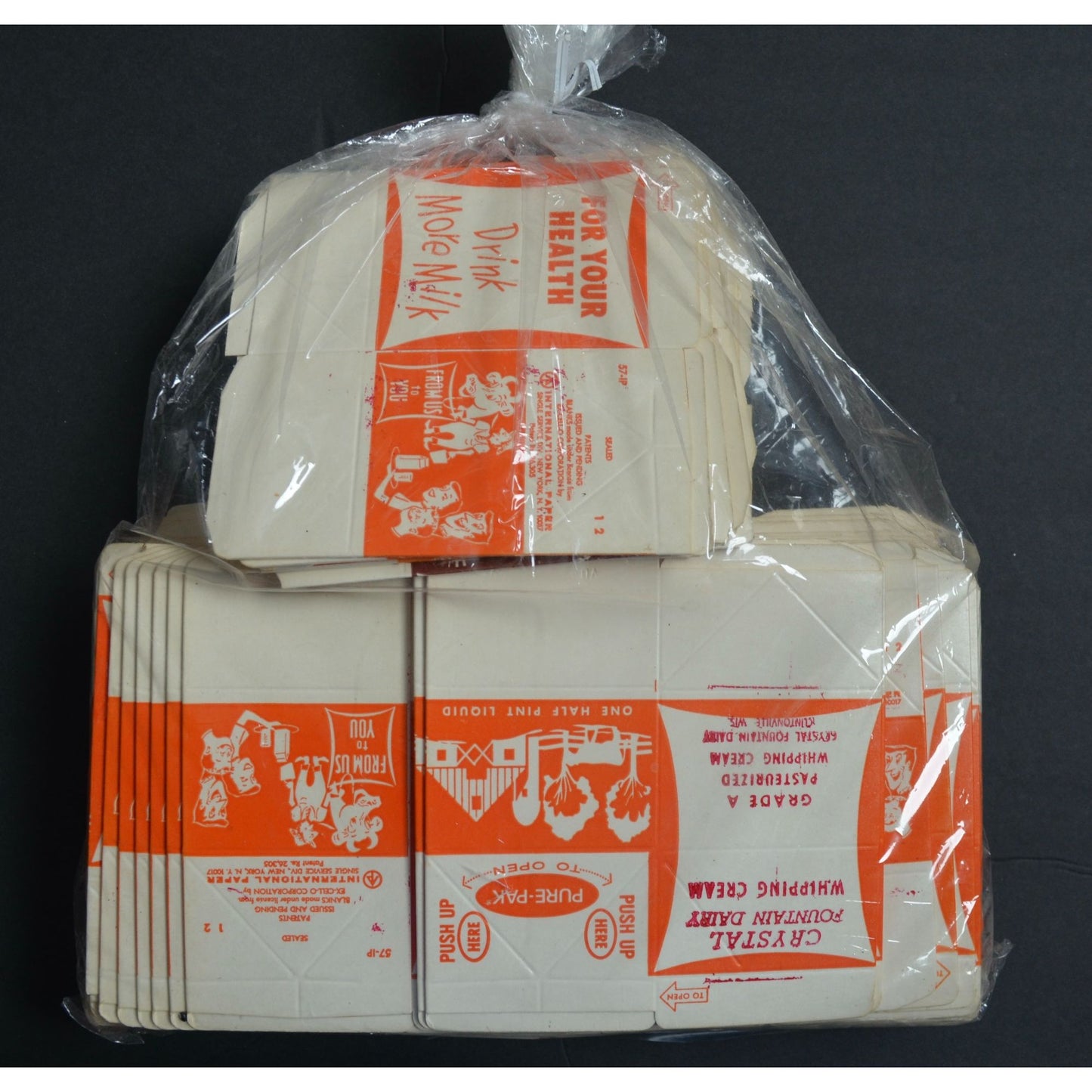 Crystal Fountain Dairy Unused NOS Whipping Cream Milk Cartons
