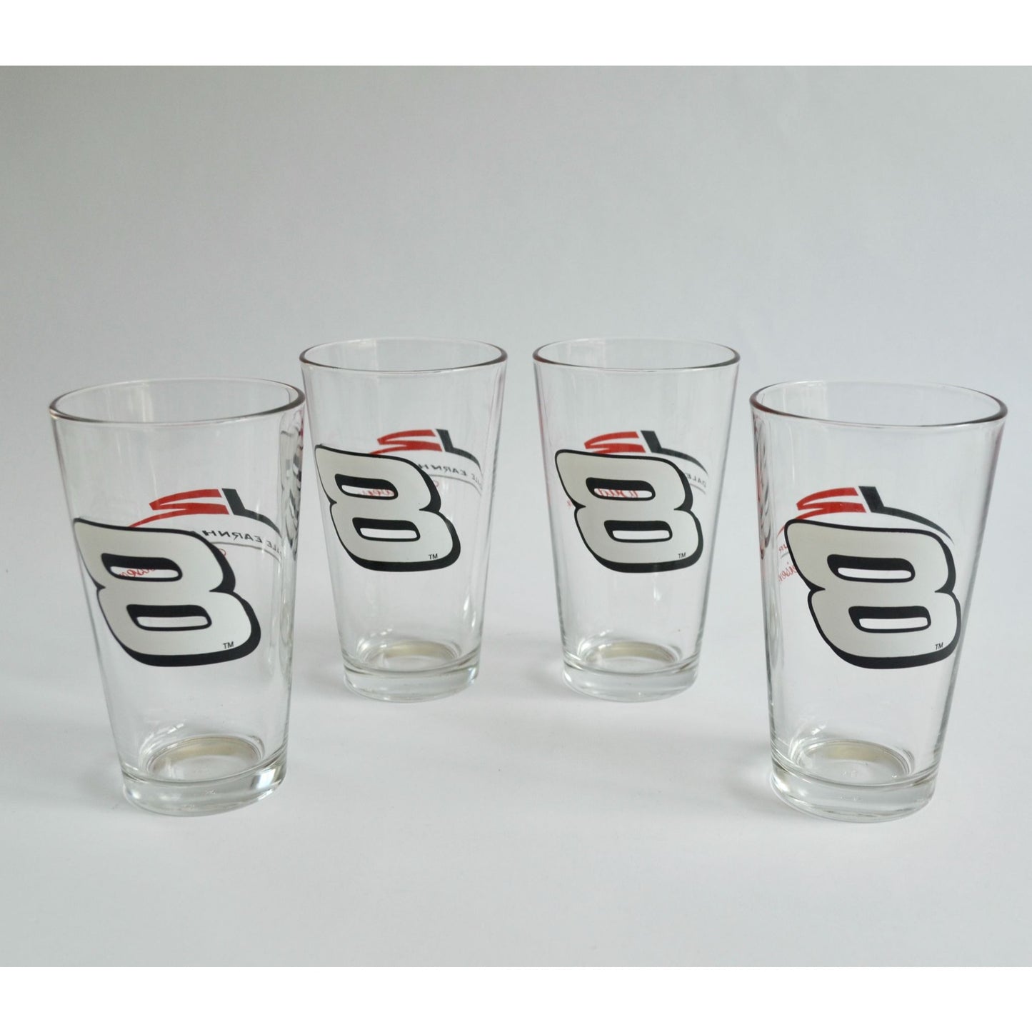 Set of 4 Budweiser Dale Earnhardt Jr #8 Beer Glasses NASCAR Junior Motorsports
