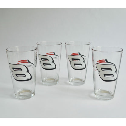 Set of 4 Budweiser Dale Earnhardt Jr #8 Beer Glasses NASCAR Junior Motorsports