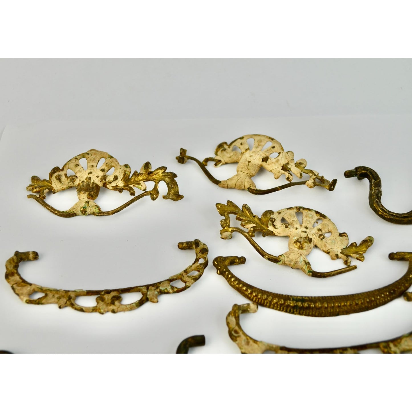 Lot Antique Drawer Pull Drop Bail Hardware Vintage Brass FOR PARTS OR REPAIR