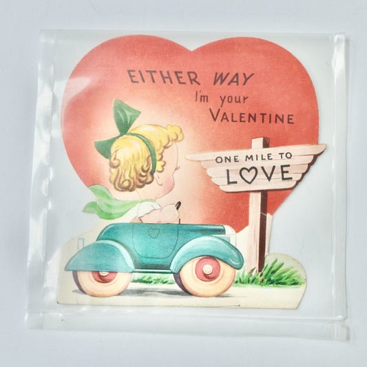 Vintage Valentine's Day Card Either Way I'm Your One Mile to Love