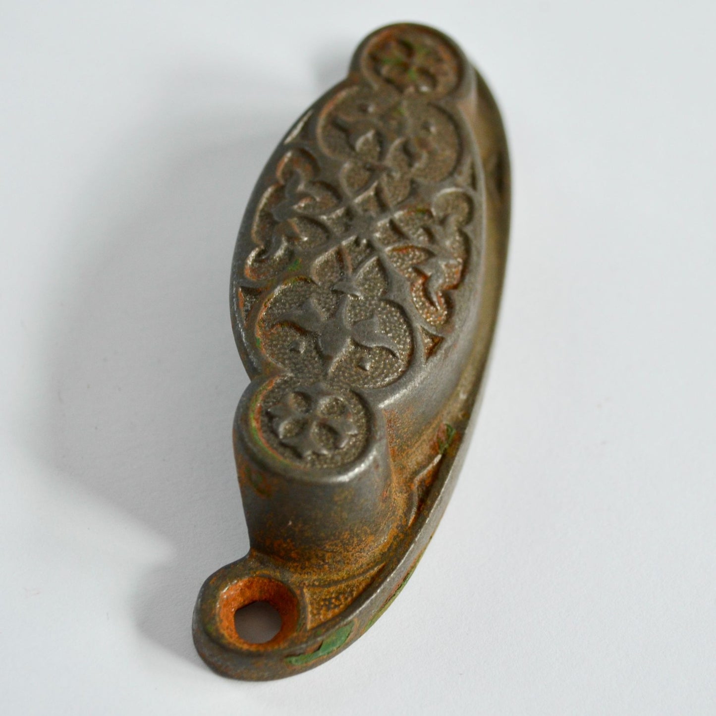 Antique Victorian Cast Iron Bin Pull Eastlake? 4" Drawer Dresser Handle Vintage