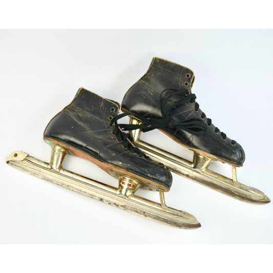 Vintage Planert Black Leather Speed Skates Size 6 Ice Hockey