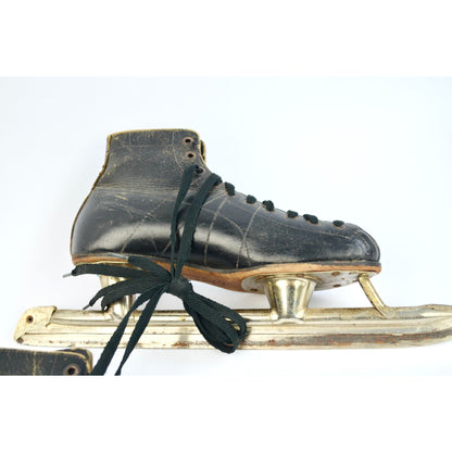 Vintage Planert Black Leather Speed Skates Size 6 Ice Hockey