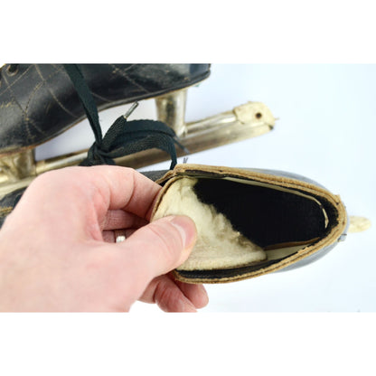 Vintage Planert Black Leather Speed Skates Size 6 Ice Hockey