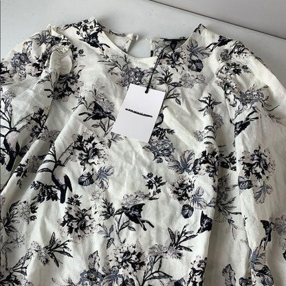 Who What Wear Floral Print Long Sleeve Shift Dress XS