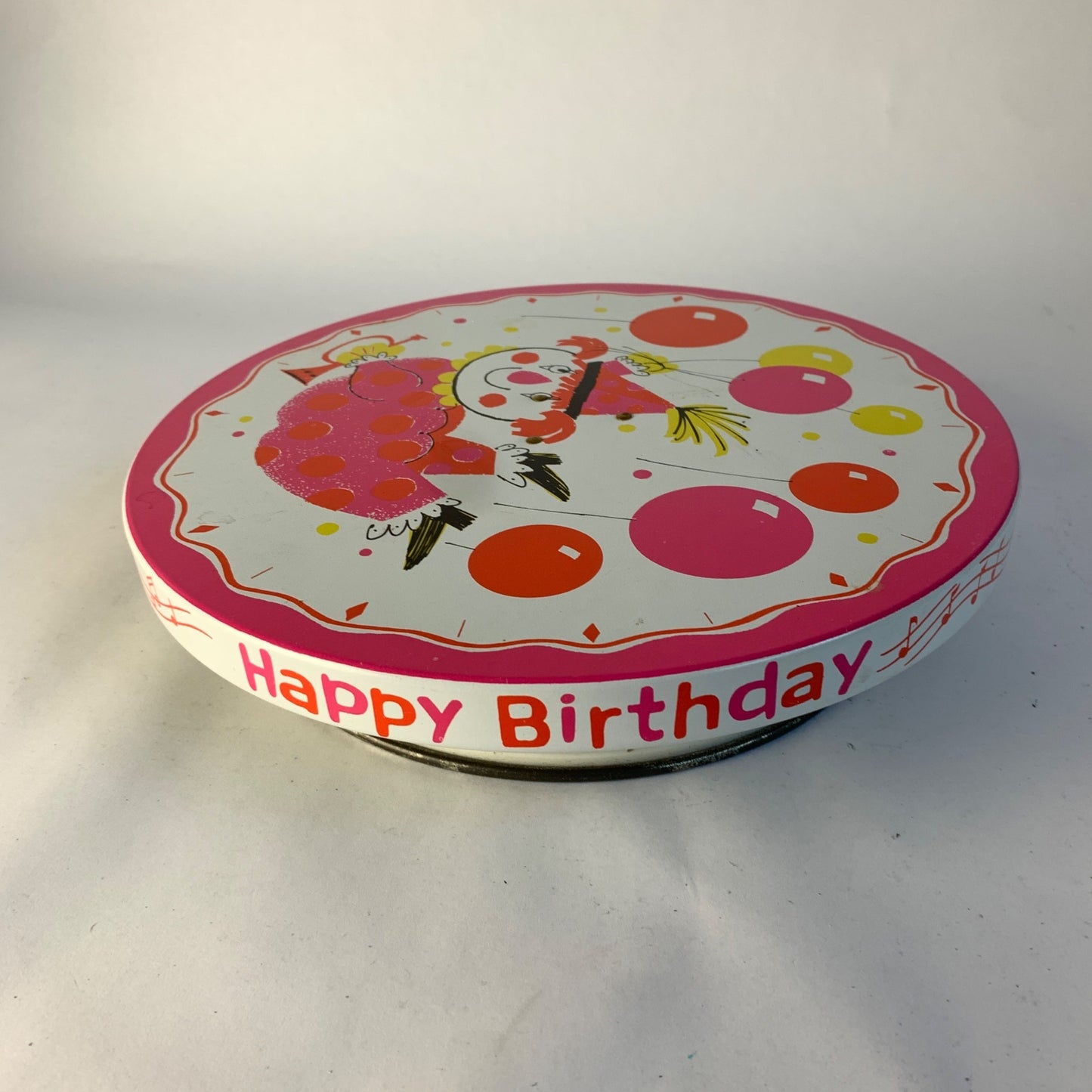 Fabcraft Vintage Happy Birthday Metal Cake Plate Rotating 1964 Vintage WORKS!