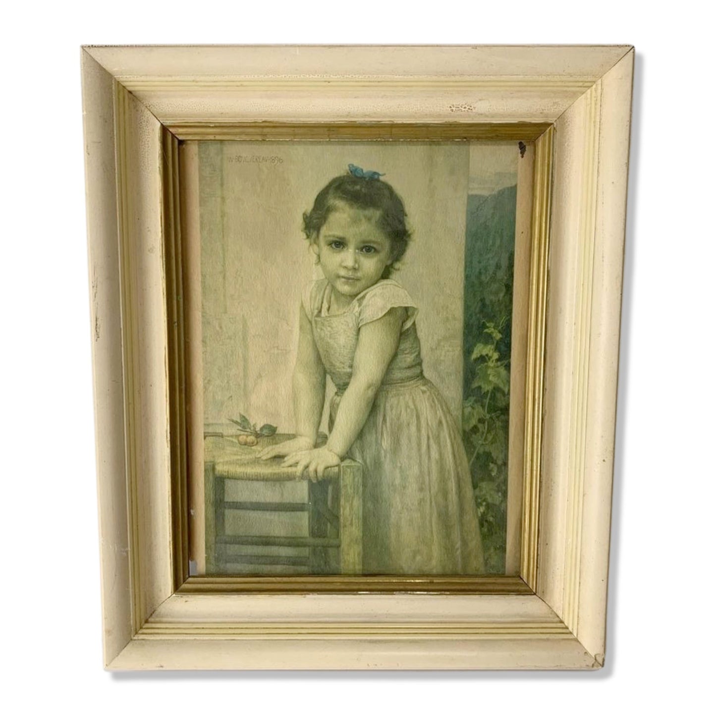 William Bouguereau Girl with Cherries Vintage/Antique Framed Print