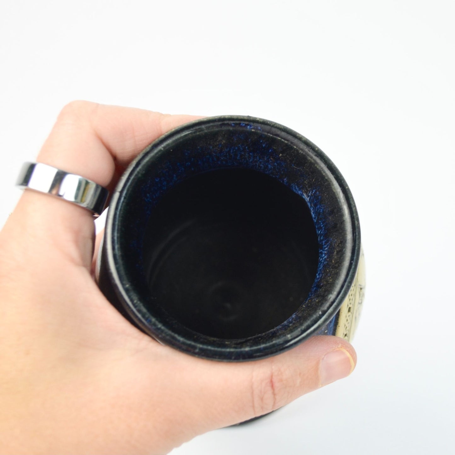 1994 Renaissance Festival Blue Drip Wine Goblet Deneen Pottery