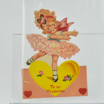 Vintage Valentine's Day Card Girl Ballerina To My Valentine