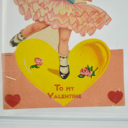 Vintage Valentine's Day Card Girl Ballerina To My Valentine