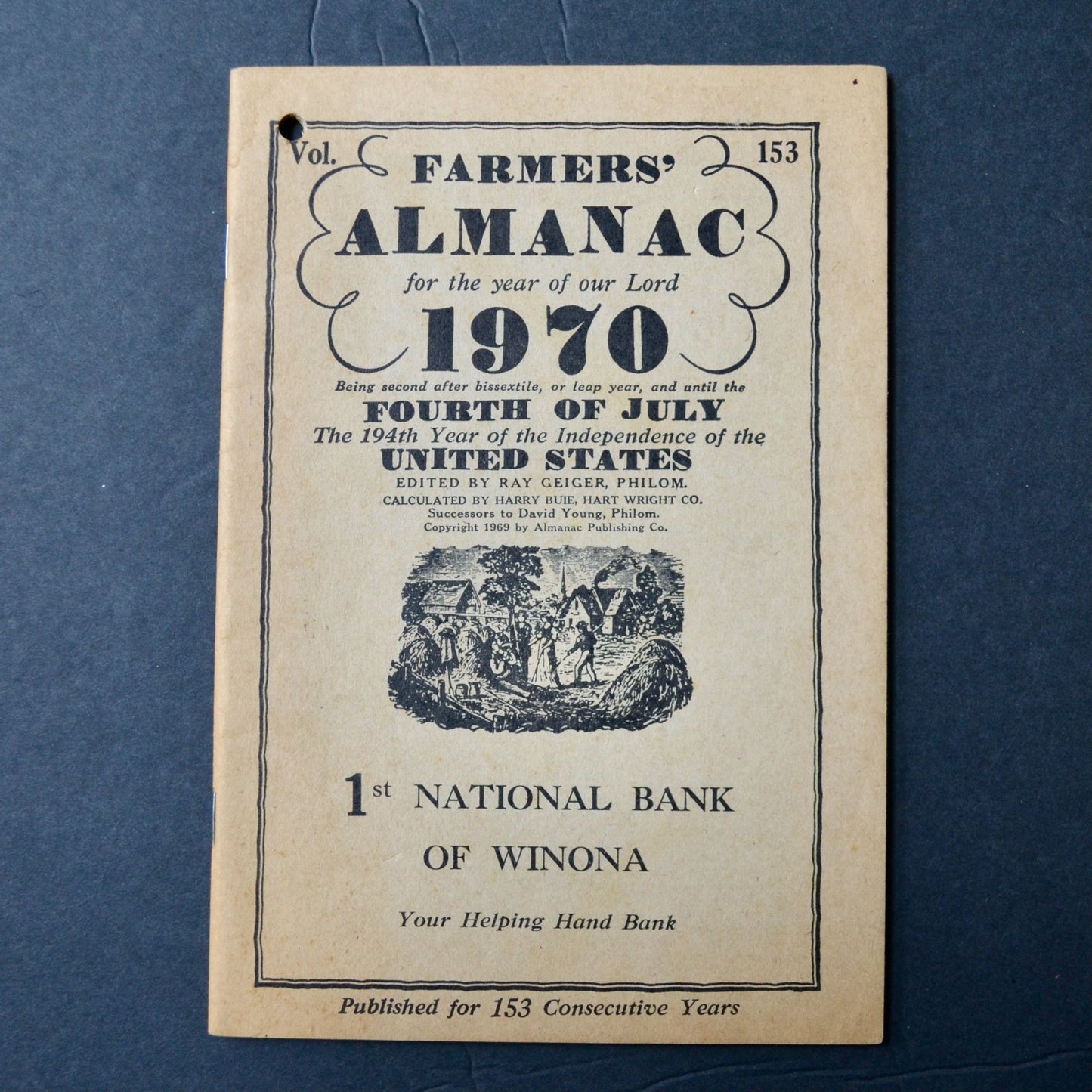 Farmers' Almanac 1970 Vol. 153 1st National Bank of Winona