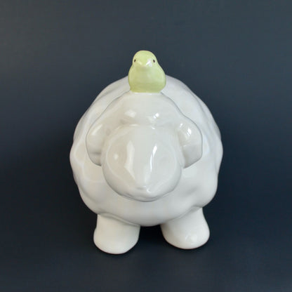 Pottery Barn Kids Sheep Lamb Piggy Bank White Ceramic READ