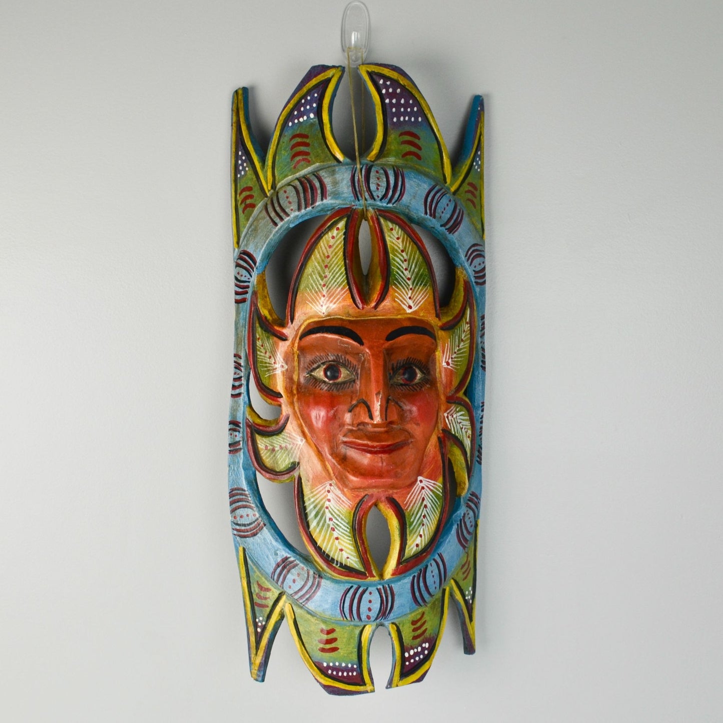 Handpainted Carved Wooden Mask Sun Colorful Mexico?
