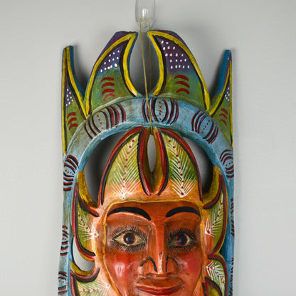 Handpainted Carved Wooden Mask Sun Colorful Mexico?