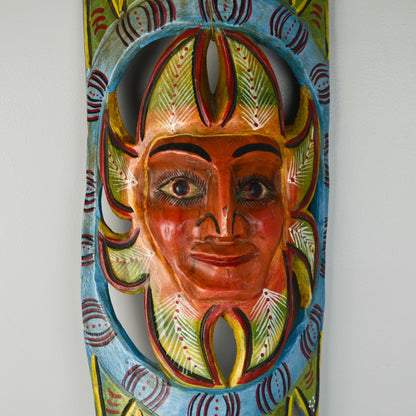 Handpainted Carved Wooden Mask Sun Colorful Mexico?