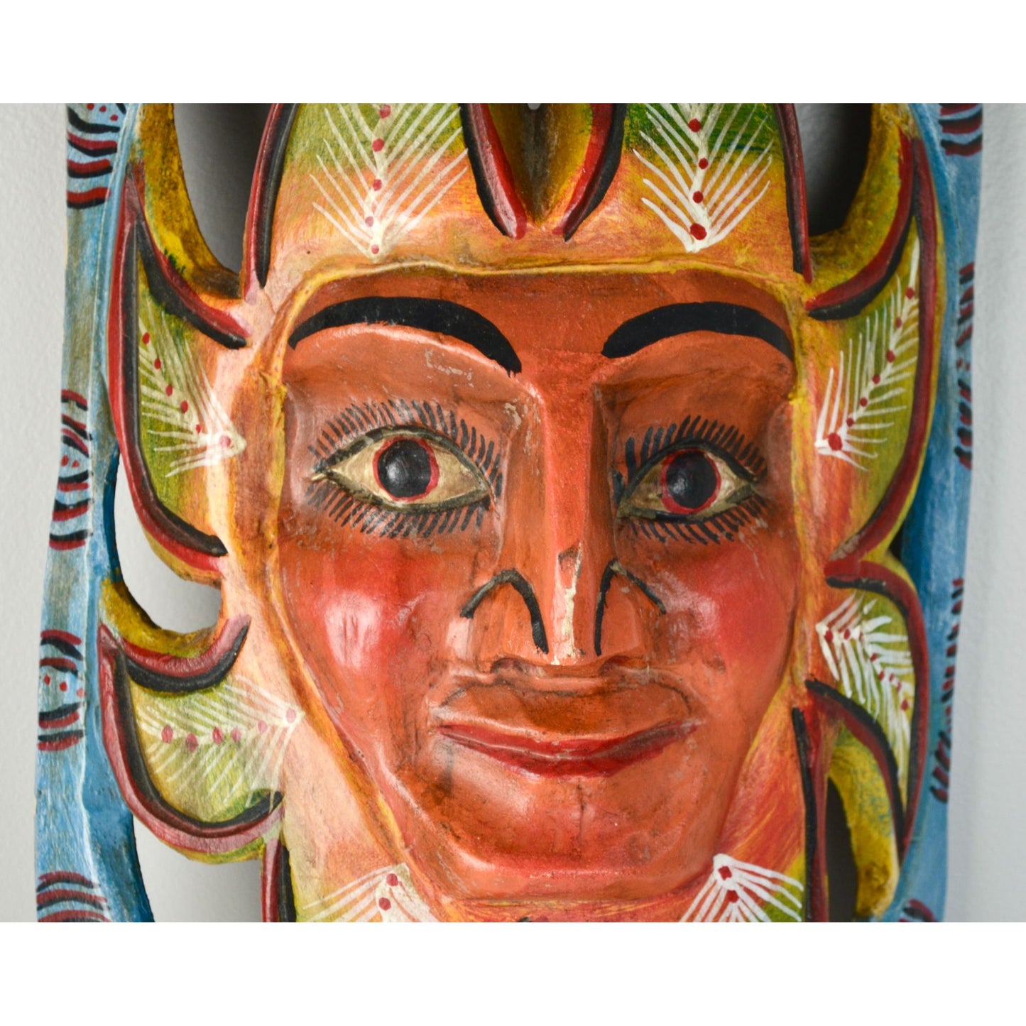 Handpainted Carved Wooden Mask Sun Colorful Mexico?