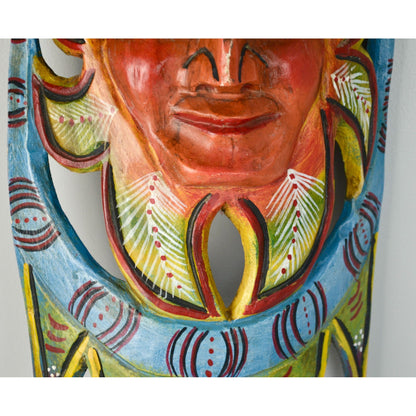 Handpainted Carved Wooden Mask Sun Colorful Mexico?