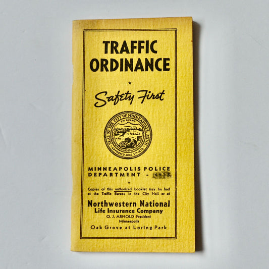 Traffic Ordinance Minneapolis Police Department 1938 Vintage
