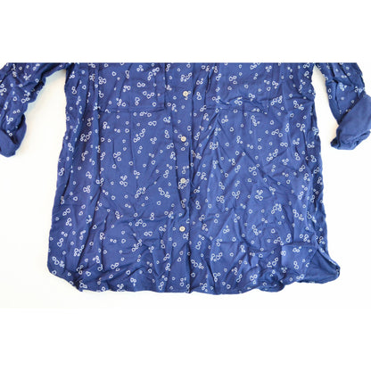 GAP Print Utility Drapy Boyfriend Shirt Tiny Heart White Blue New Large