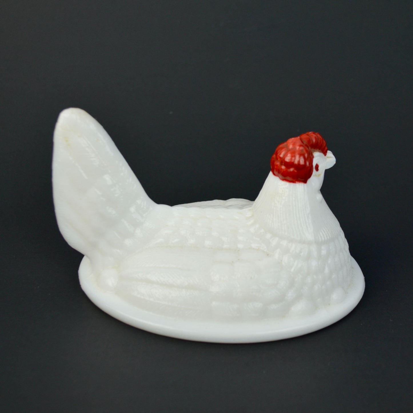 Vintage Hen on Nest LID ONLY Milkglass Red