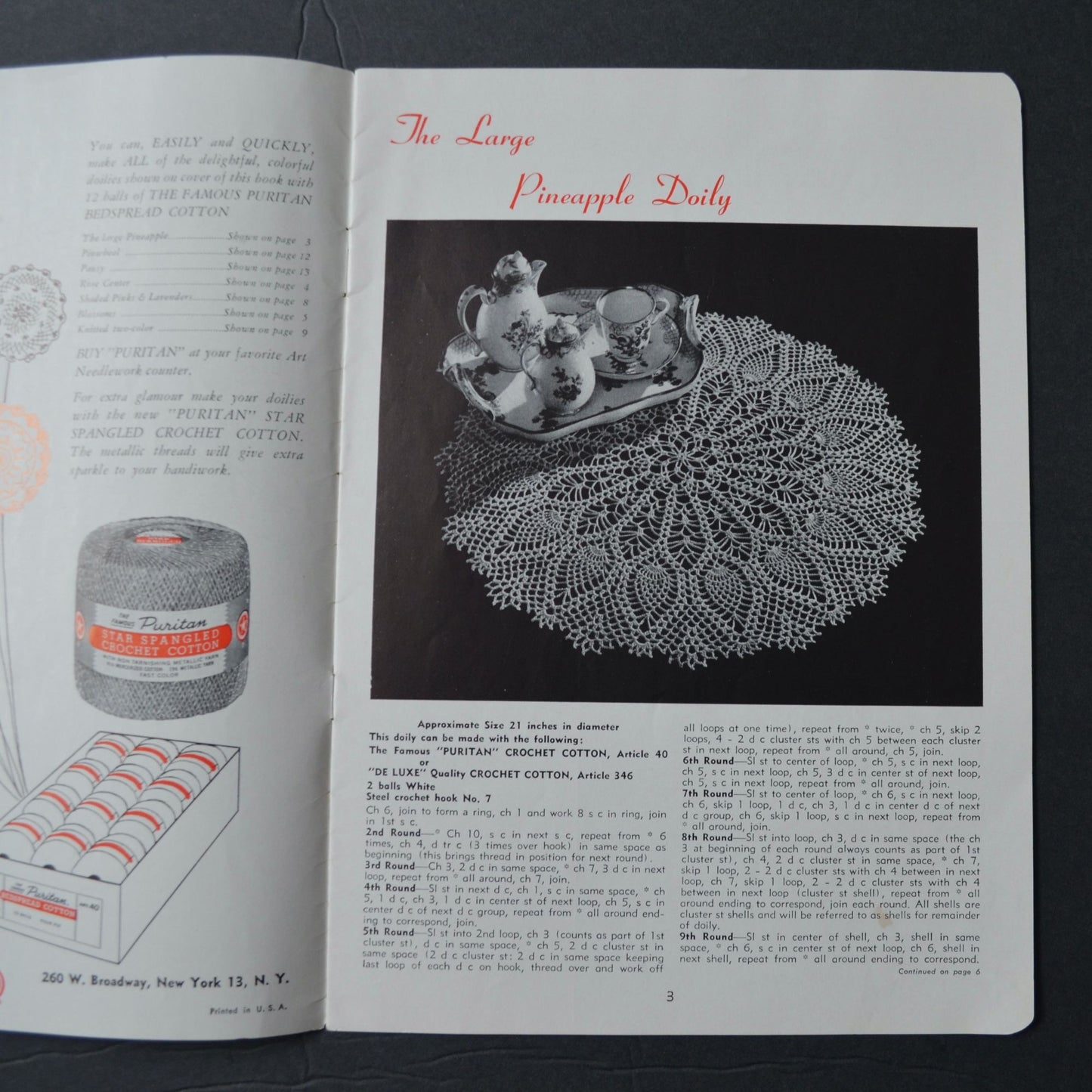 Vintage 1953 Star Doily Book No. 104 By The American Thread Co. Crochet Patterns For Pineapples Flowers Ruffles & More