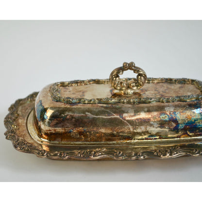 W M Rogers Royal Provincial Silverplate Lidded Butter Dish Silver Ornate