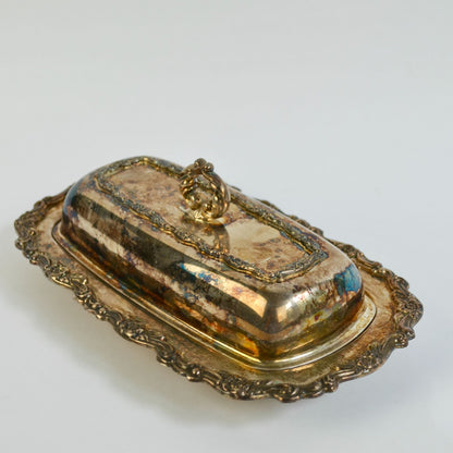 W M Rogers Royal Provincial Silverplate Lidded Butter Dish Silver Ornate