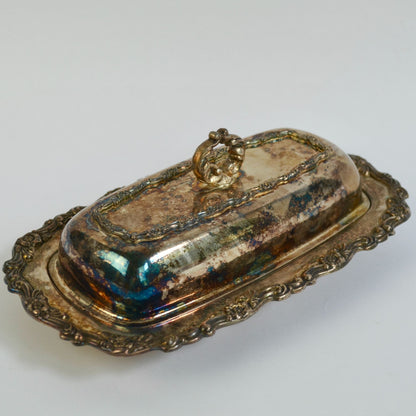 W M Rogers Royal Provincial Silverplate Lidded Butter Dish Silver Ornate