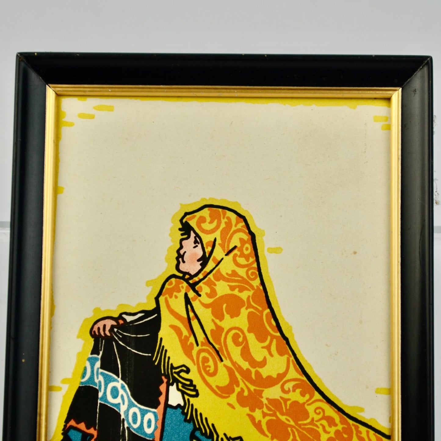 Vintage Framed Print Girl in front of Mirror 5 x 7"