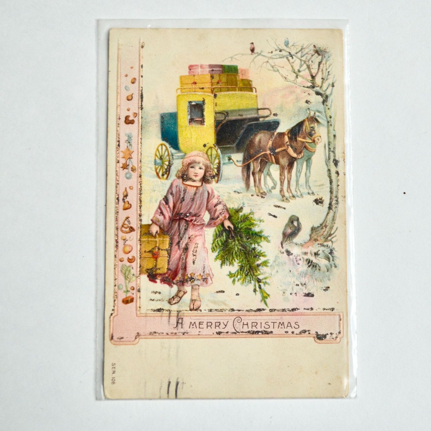 1906 Antique Christmas Postcard A Merry