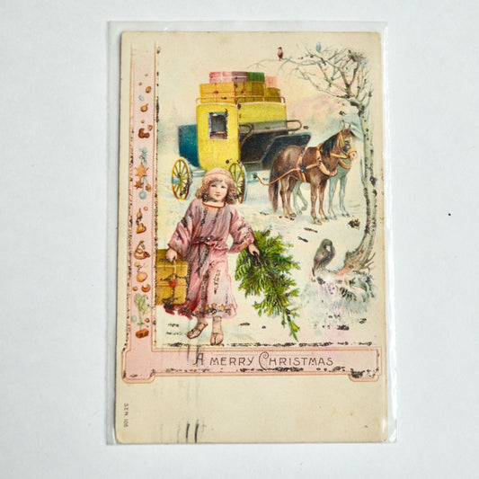 1906 Antique Christmas Postcard A Merry