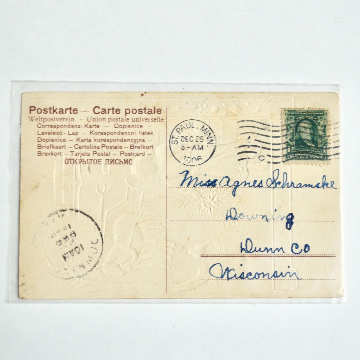 1906 Antique Christmas Postcard A Merry