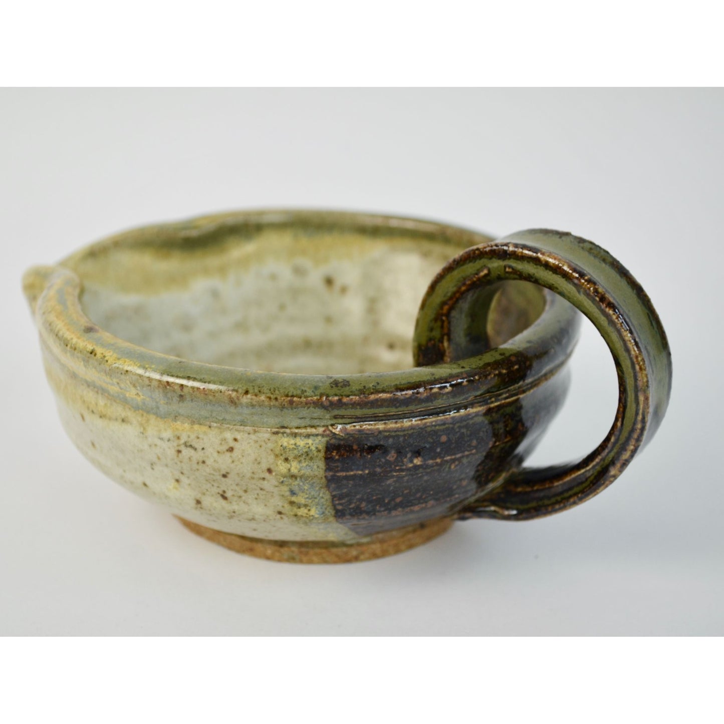 Handmade Pottery Creamer Tan Brown Stoneware Signed