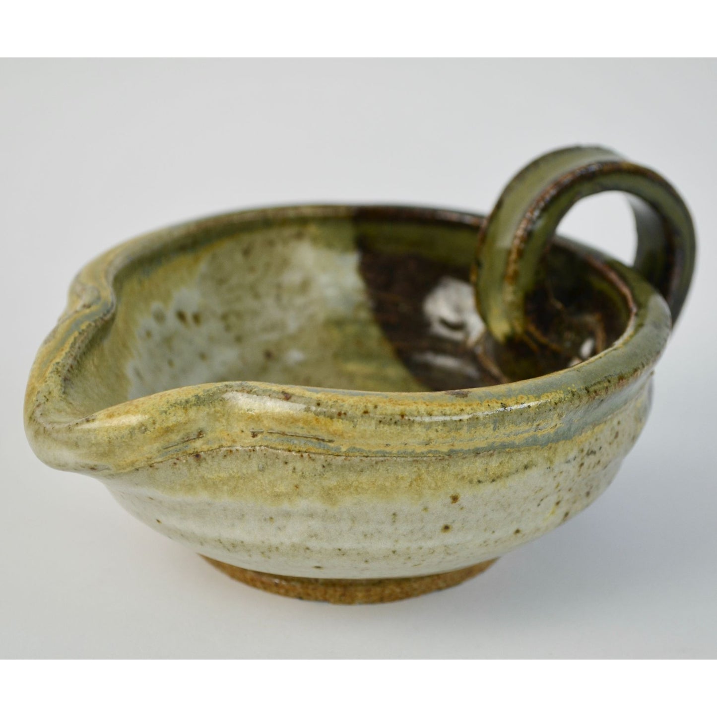 Handmade Pottery Creamer Tan Brown Stoneware Signed