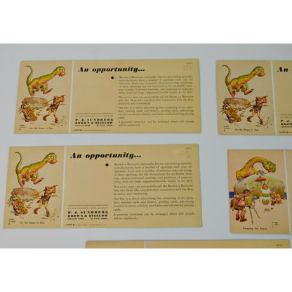 5 Vintage 1933 Brown & Bigelow Ink Blotters Prehistoric Dinosaurs Cavemen Lot-2