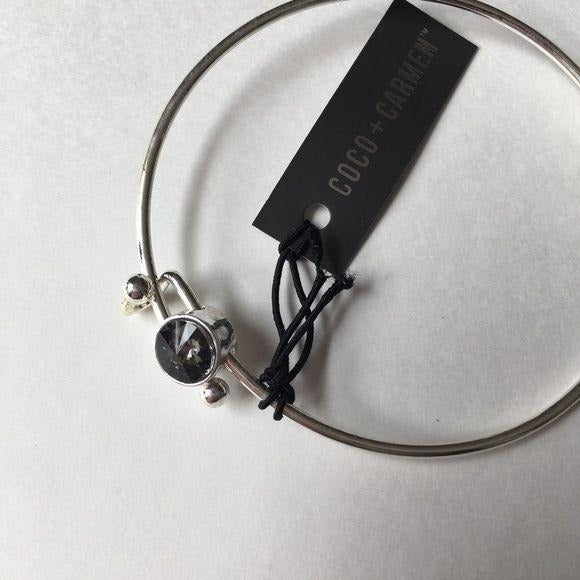 New Coco + Carmen Silver Adjustable Bracelet Gunmetal Black