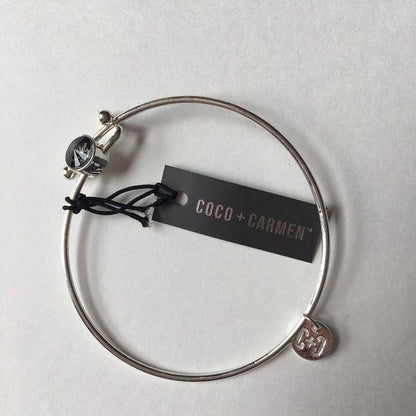 New Coco + Carmen Silver Adjustable Bracelet Gunmetal Black
