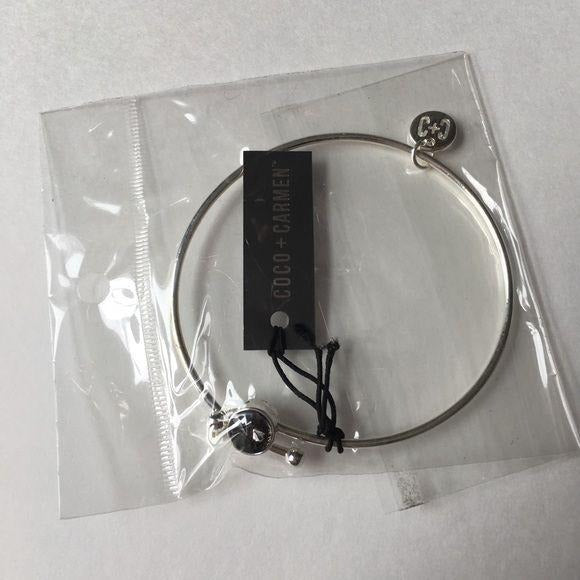 New Coco + Carmen Silver Adjustable Bracelet Gunmetal Black