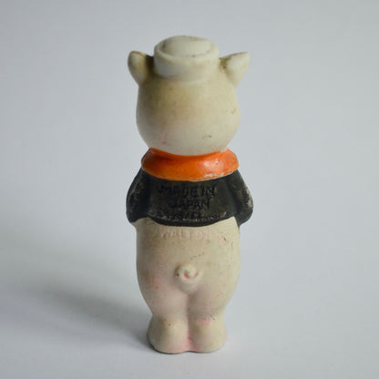 Vintage 1930's Walt Disney Little Pig Bisque Figurine Three Little Pigs Japan
