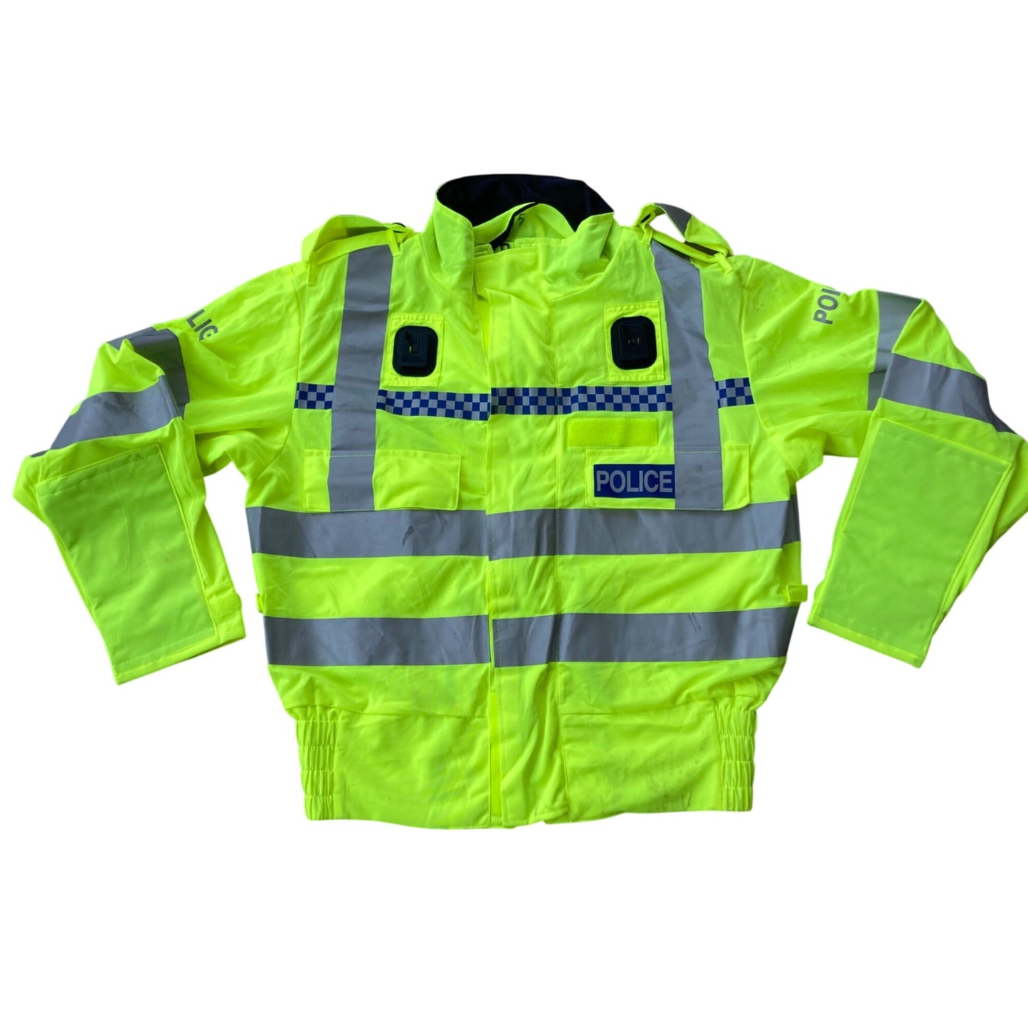 Vintage British Police High-Vis Jacket Reflective Yellow