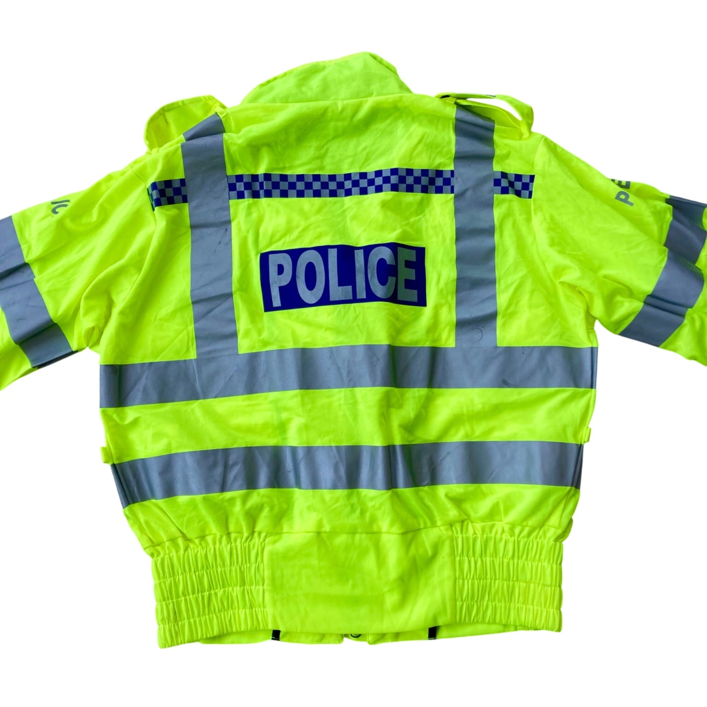 Vintage British Police High-Vis Jacket Reflective Yellow