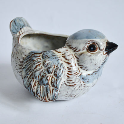 Vintage Chubby Blue Bird Planter Ceramic