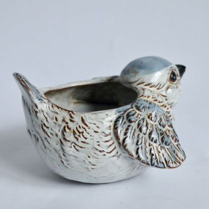 Vintage Chubby Blue Bird Planter Ceramic