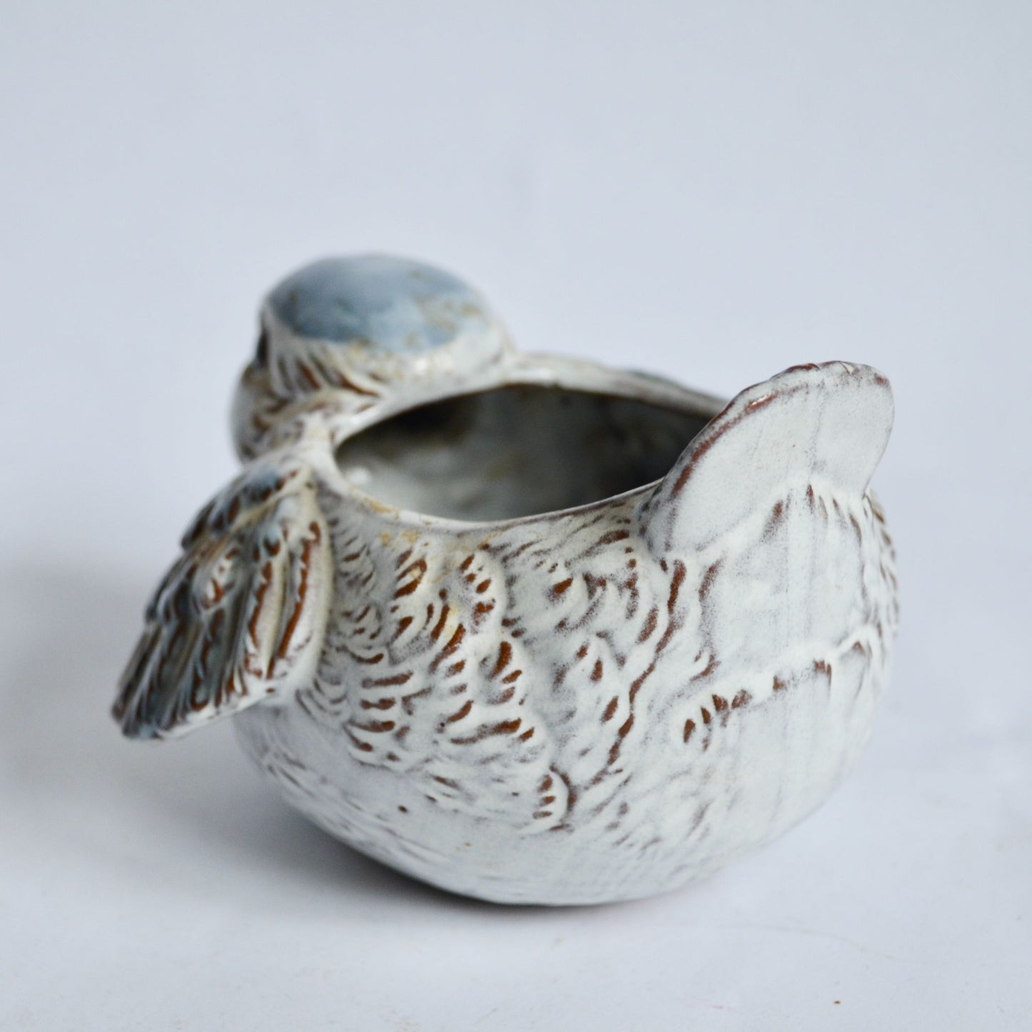 Vintage Chubby Blue Bird Planter Ceramic