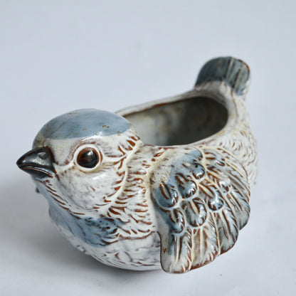 Vintage Chubby Blue Bird Planter Ceramic
