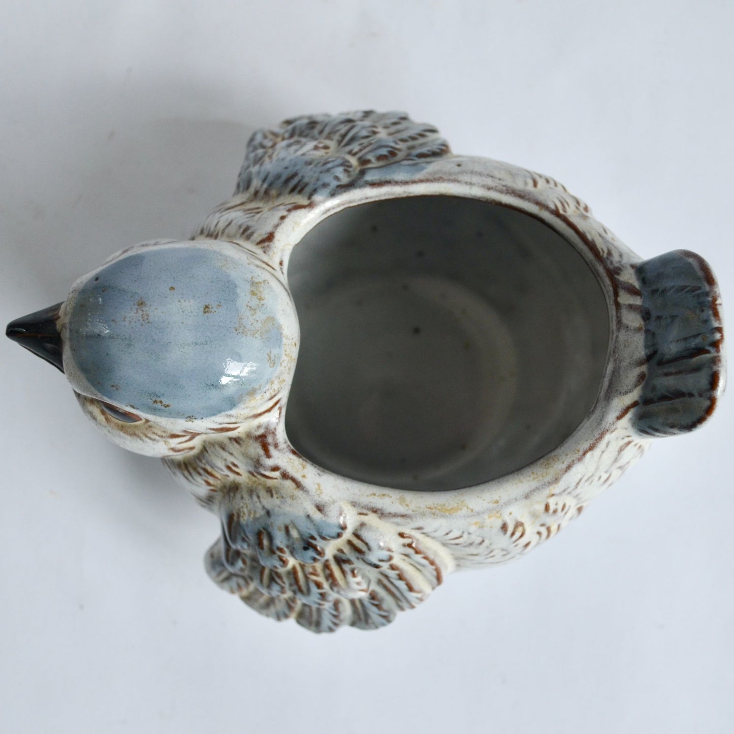 Vintage Chubby Blue Bird Planter Ceramic