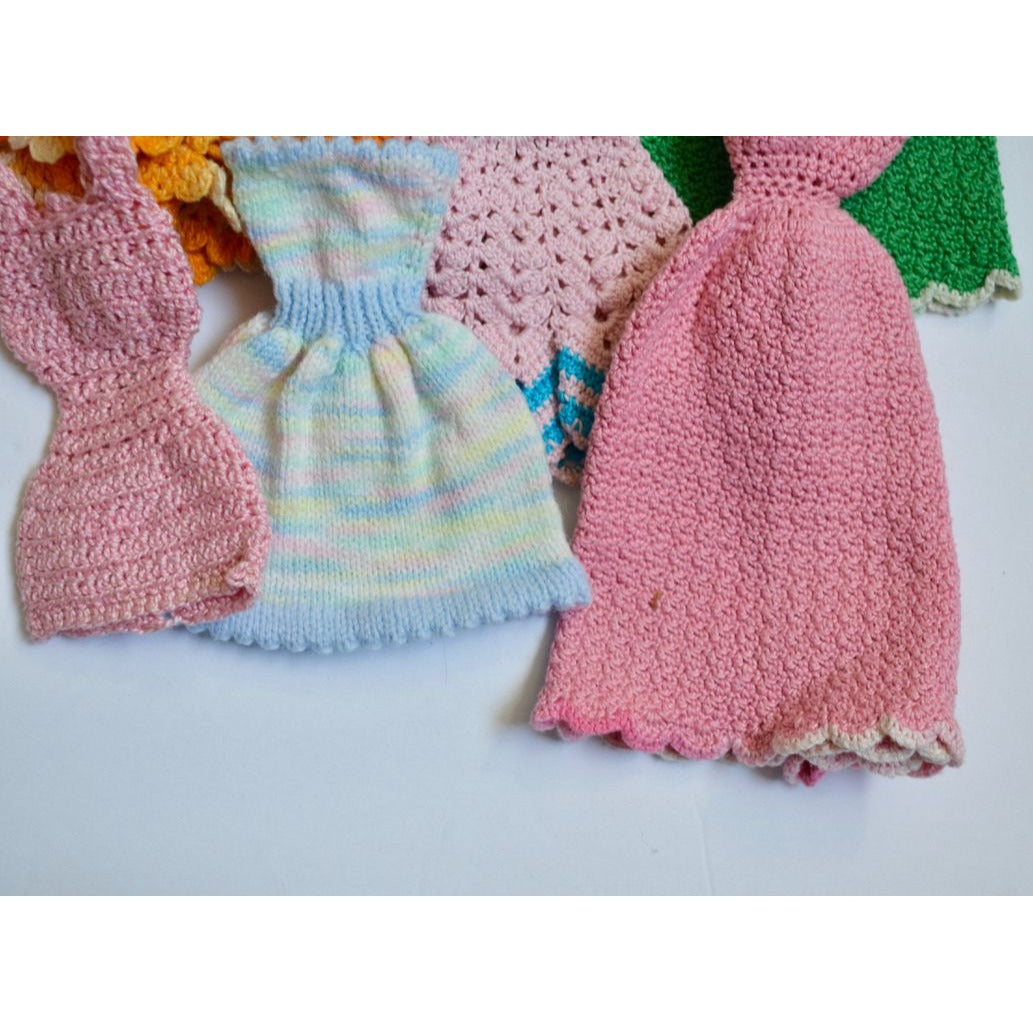 Vintage Hand Crochet 12" Doll Barbie Skipper Dresses & Shawl Lot