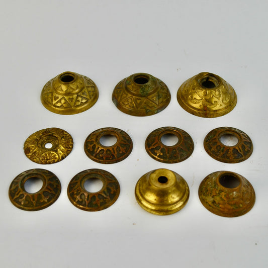Lot Vintage Brass Drawer Pull Backplates Rosettes Escutcheons Antique Hardware