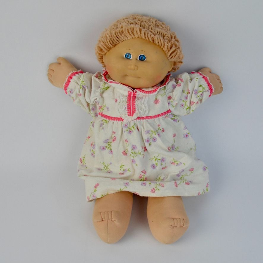 1982 Cabbage Patch Kids Doll Blonde Hair Blue Eyes Flannel Pajamas